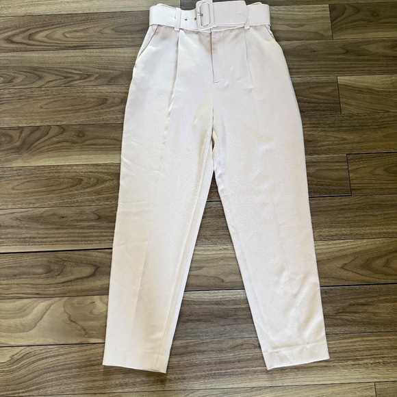 Zara Belted Darted Trousers | Size XS | Light Pink - Picture 2 of 7